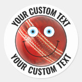 6 Cricket Ball Gepersonaliseerde Tekst Aangepaste Ronde Sticker (Voorkant)