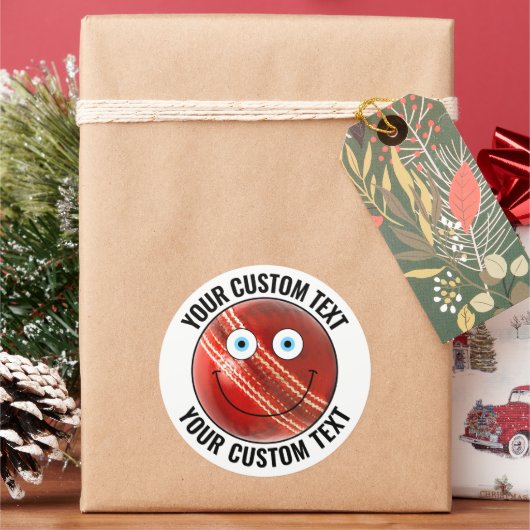 6 Cricket Ball Gepersonaliseerde Tekst Aangepaste Ronde Sticker (Feestdagen)