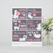 6 Cute Cat Kinder Classroom Valentijnsdag Kaarten Briefhoofd (Staand voorkant)