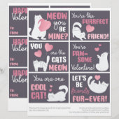 6 Cute Cat Kinder Classroom Valentijnsdag Kaarten Briefhoofd (Voorkant / Achterkant)