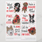 6 Cute Dogs Kinder Classroom Valentijnsdagen Kaart Briefhoofd (Voorkant)