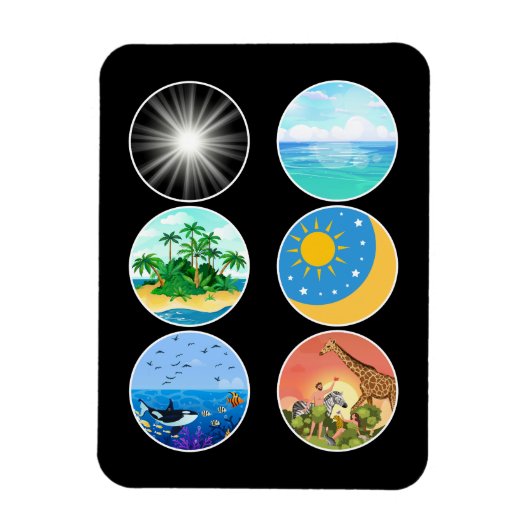 6 Dagen van Creatie - Genesis 1-2 School Teacher Magneet (Verticaal)