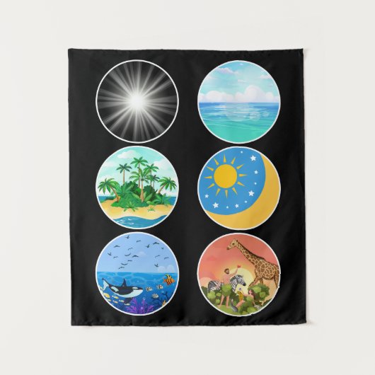 6 Dagen van Creatie - Genesis 1-2 School Teacher Wandkleed (Voorkant)