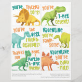 6 Dinosaur Kinder Classroom Valentijnsdagen Kaarte Briefhoofd (Voorkant)