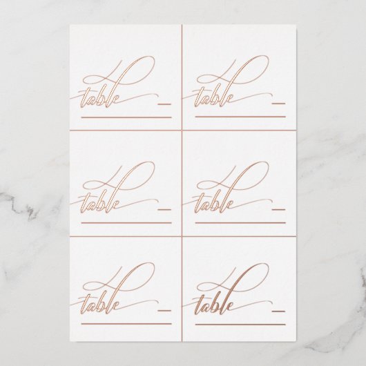 6 DIY Rose Gold Folie Calligraphy Vouw Plaatskaart Folie Feestdagenkaart (Voorkant)