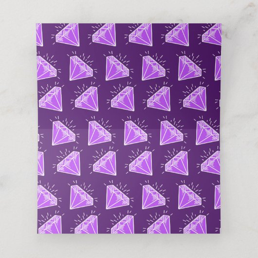 6 e amethyst bruiloft paars plaatskaartje (Binnenkant ongevouwen)