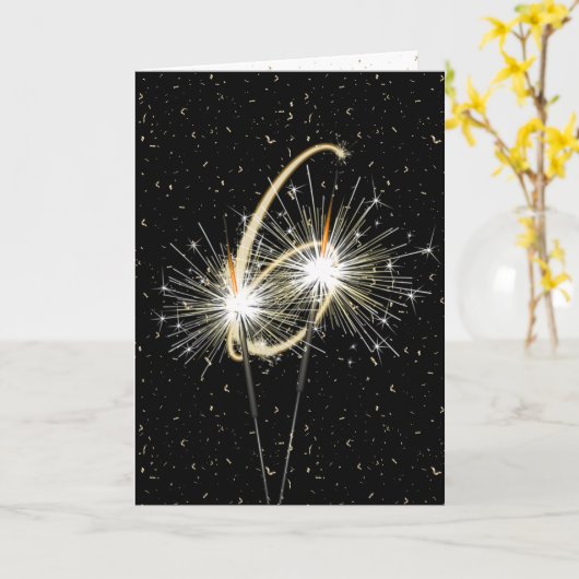 6 ^ e bruiloft sparkler kaart (Gele Bloem)