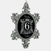6 ^ e huwelijksdag in nood - kreet tin sneeuwvlok ornament (Links)