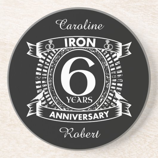 6 ^ e huwelijksdag in nood - kreet zandsteen onderzetter (Voorkant)