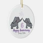 6 ^ e huwelijksdag met ijzerolifanten keramisch ornament (Rechts)