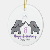 6 ^ e huwelijksdag met ijzerolifanten keramisch ornament (Links)