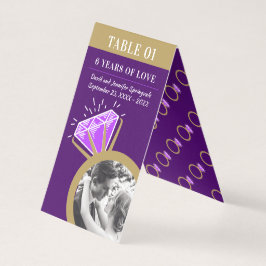6 ^ e trouwdag gouden ring amethyst foto kaart