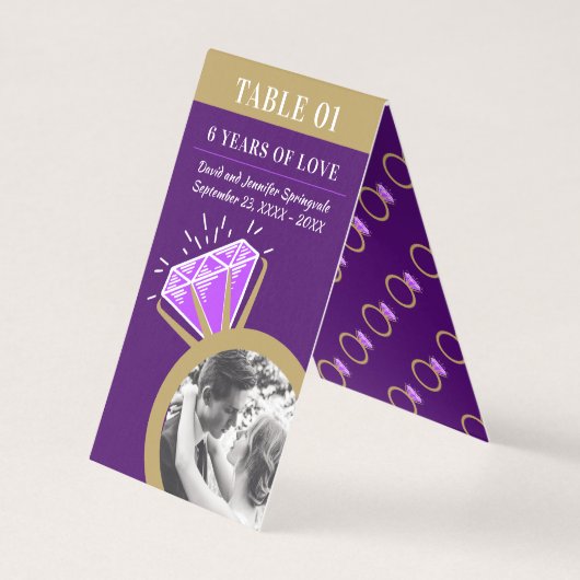 6 ^ e trouwdag gouden ring amethyst foto kaart (Voorkant)