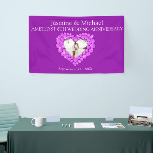 6 ^ e trouwdag paarse amethyst banner