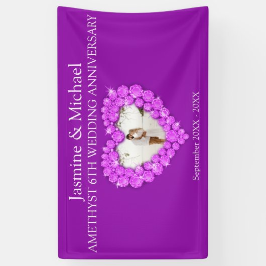 6 ^ e trouwdag paarse amethyst banner (Verticaal)