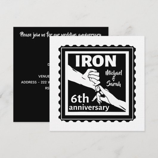 6 ^ e trouwdag traditioneel cadeauijzer kaart (Voorkant / Achterkant)