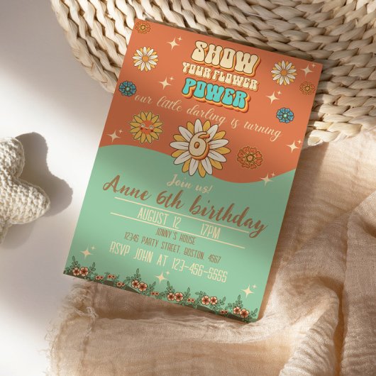 6 ^ e verjaardag bohemiaanse groovyretro kaart