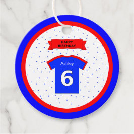 6 ^ e verjaardag dank je rode blauwe sterren bedankjes labels