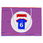 6 e verjaardag gepersonaliseerd rood blauw groot cadeauzakje (Achterkant)