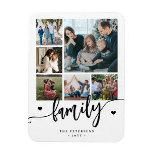 6 familiefoto collage zwart-wit schrift magneet
