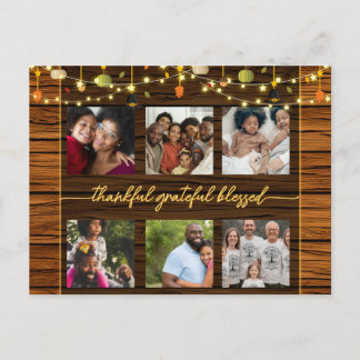 6 familiefoto's Rustige thanksgiving Feestdagenkaart