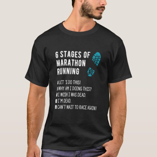 6 fasen van marathon met loopbaanonderstel voor of t-shirt (Voorkant)