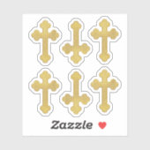 6 Faux Metallic Goud Gevulde Kruisen - Contour Sticker (Vel)