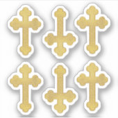6 Faux Metallic Goud Gevulde Kruisen - Contour Sticker (Voorkant)