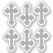 6 Faux Metallic Zilveren Gevulde Kruisen - Contour Sticker (Voorkant)