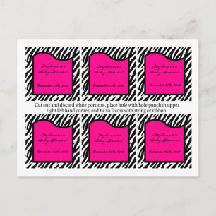 6 Favorietags Hot Pink Zebra Print Uitnodiging Briefkaart