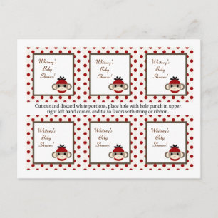 6 favorieten Tags Red Sock Monkey Uitnodiging Briefkaart