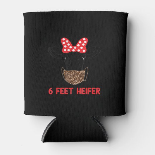 6 Feet Heifer Koe Wearing Mask Leopard Print Blikjeskoeler (Voorkant)