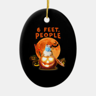 6 Feet mensen Bulldog Dog met Masker Halloween Gif Keramisch Ornament