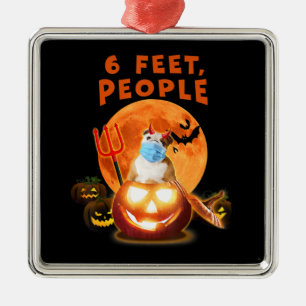 6 Feet mensen Bulldog Dog met Masker Halloween Gif Metalen Ornament