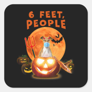 6 feet, mensen met een Italiaanse grijshond met ee Vierkante Sticker