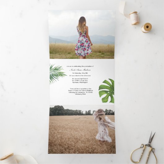 6 Foto Afstuderen Trifold Aankondiging (Binnen)