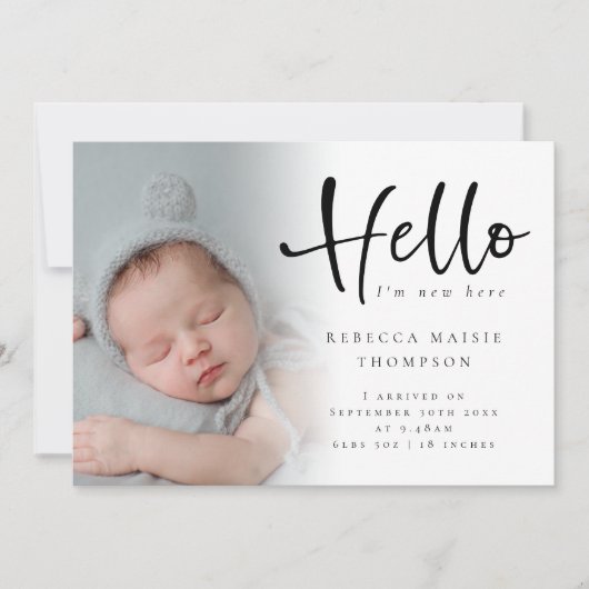 6 Foto Baby Girl Boy Script Hallo Aankondiging (Voorkant)