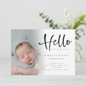 6 Foto Baby Girl Boy Script Hallo Aankondiging (Staand voorkant)