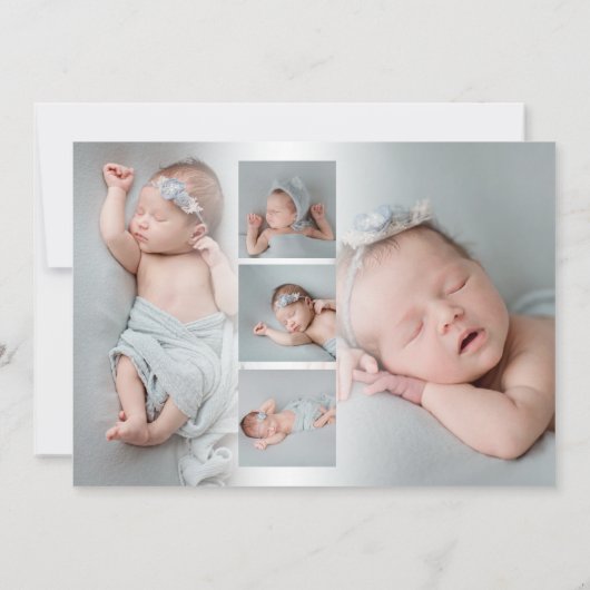 6 Foto Baby Girl Boy Script Hallo Aankondiging (Achterkant)