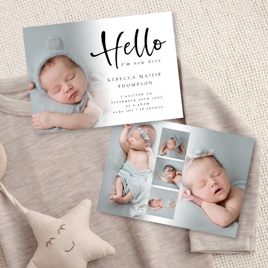 6 Foto Baby Girl Boy Script Hallo Aankondiging