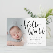 6 Foto Baby Girl Boy Script Hallo World Birth Aankondiging (Staand voorkant)