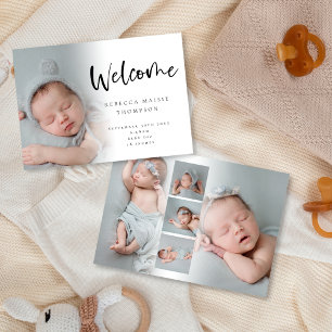 6 Foto Baby Meisje Jongen Script Welkom Geboorte Aankondiging