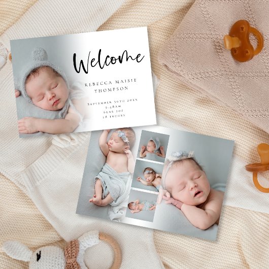 6 Foto Baby Meisje Jongen Script Welkom Geboorte  Aankondiging