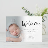 6 Foto Baby Meisje Jongen Script Welkom Geboorte  Aankondiging (Staand voorkant)