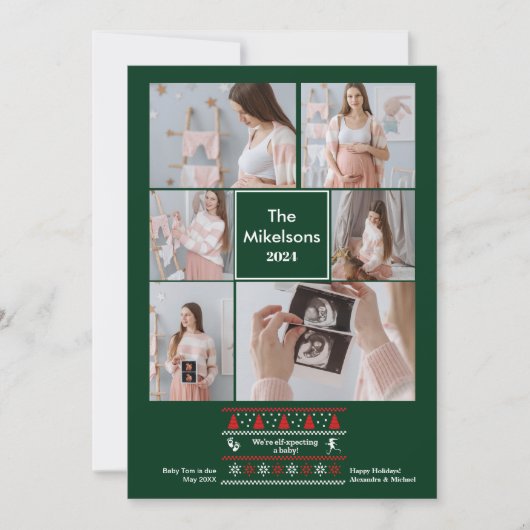 6 Foto Baby We verwachten Zwangerschapsaankondigin Feestdagenkaart (Voorkant)