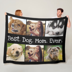 6 Foto Best Dog Ma Ever Collage Black en White Fleece Deken