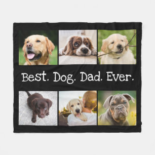 6 Foto Best Dog Pap Ever Collage Black and White  Fleece Deken