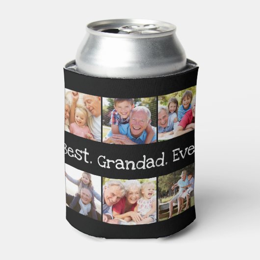 6 Foto: Best Grandad Ever Collage Black Can Co Blikjeskoeler (Blikje Voorkant)