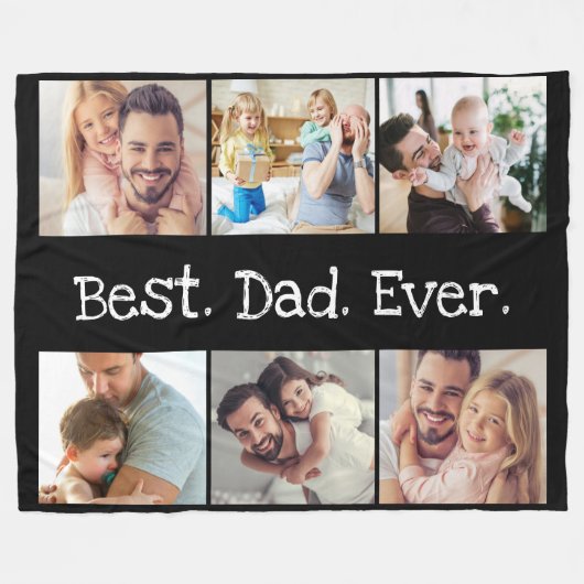 6 Foto: Best Pap Ever Collage Black en White Fleece Deken (Voorkant (Horizontaal))