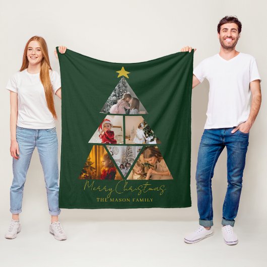 6 Foto Boom Vorm Kerst grootouder Fleece Deken